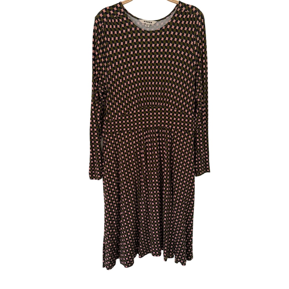 Boden Thea Jersey Dress Geometric Empire Waist Jersey Midi Dress Size US 12R